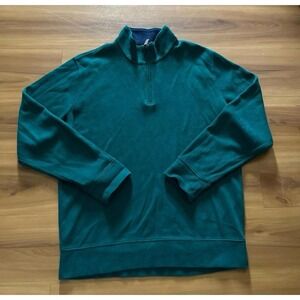 Mens Land' End‎ Quarter Zip Green Pullover Sweater